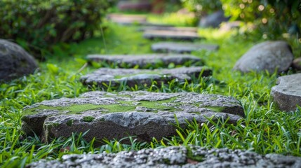 Poster - A path made of stones and grass