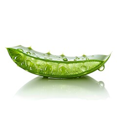 Wall Mural - Close up of Aloe Vera Leaf with Water Drops on White Background for Spa and Beauty Design Elements