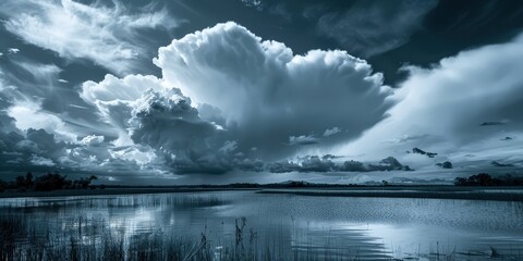 Poster - Dramatic Cloudscape Over a Tranquil Lake