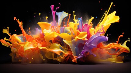 Wall Mural - fluorescent paint splashes with motion blur