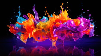 Wall Mural - fluorescent paint splashes with motion blur