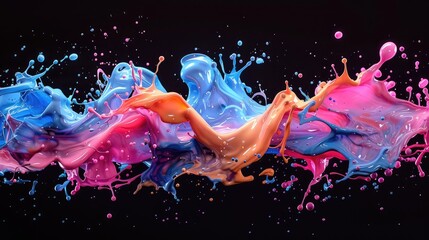 Wall Mural - fluorescent paint splashes with motion blur