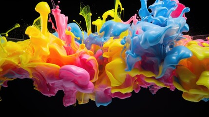 Wall Mural - fluorescent paint splashes with motion blur