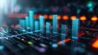 © patcharida - Glowing 3D equalizer bars in a dark environment, 3D background music, vibrant and hightech
