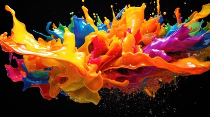 Wall Mural - fluorescent paint splashes with motion blur