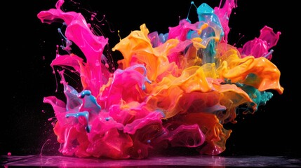 Wall Mural - fluorescent paint splashes with motion blur