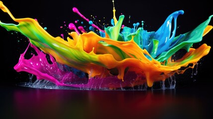Wall Mural - fluorescent paint splashes with motion blur