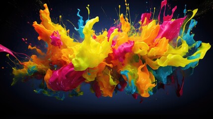 Wall Mural - fluorescent paint splashes with motion blur