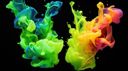 Wall Mural - fluorescent paint splashes with motion blur