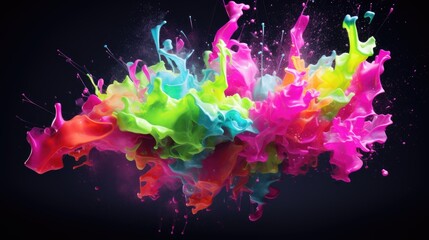 Wall Mural - fluorescent paint splashes with motion blur