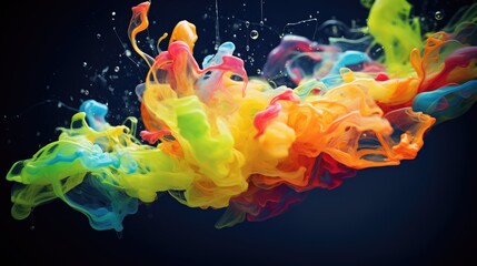Wall Mural - fluorescent paint splashes with motion blur