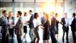© N7 - Blurred View of Business Networking - Attendees engaged in networking, with a softly blurred background to highlight interactions.