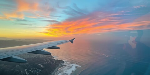 Wall Mural - Sunset View From Airplane Window