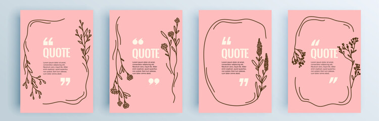 Fototapete - Quote frames blank templates set. Text in brackets, citation empty speech bubbles, quote bubbles. Textbox isolated on color background. Vector illustration.