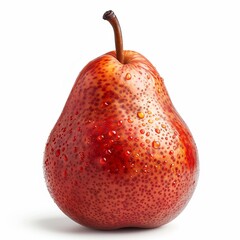 Sticker - Red Pear With Water Droplets on White Background