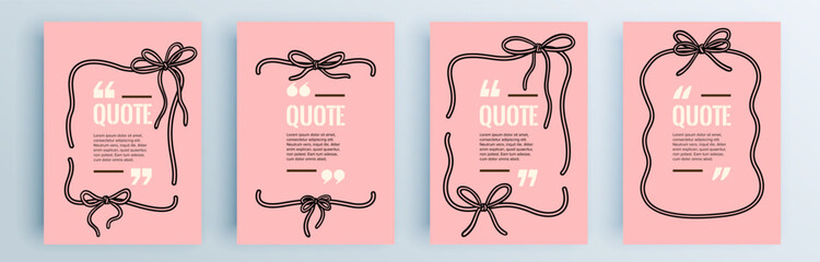 Fototapete - Quote frames blank templates set. Text in brackets, citation empty speech bubbles, quote bubbles. Textbox isolated on color background. Vector illustration.