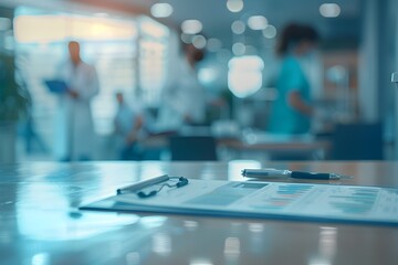 Blurred Scene of Doctor Consulting with Patient in Medical Office