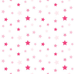 Pink stars confetti pattern seamless. Vector Illustration for decoration, wallpaper, wrapping paper, backdrop etc