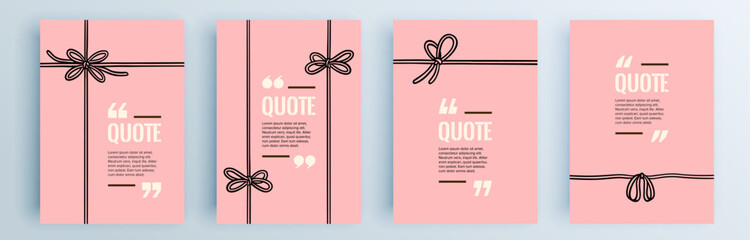 Fototapete - Quote frames blank templates set. Text in brackets, citation empty speech bubbles, quote bubbles. Textbox isolated on color background. Vector illustration.