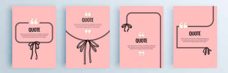 Fototapete - Quote frames blank templates set. Text in brackets, citation empty speech bubbles, quote bubbles. Textbox isolated on color background. Vector illustration.