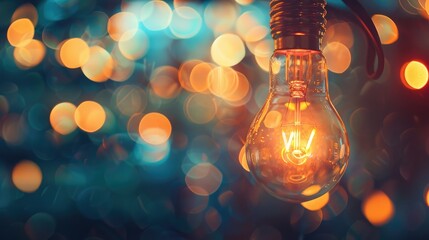 Poster - light bulb bokeh background with blurred effect