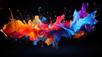 Poster - Fluorescent paint splashes with motion blur