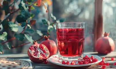 Wall Mural - A glass of pomegranate juice