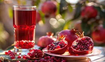 Wall Mural - A glass of pomegranate juice