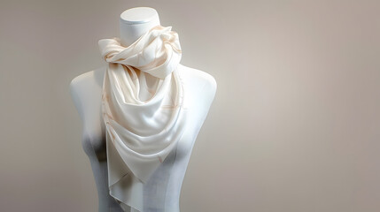 Wall Mural - a white silk scarf on a white upper body mannequin.