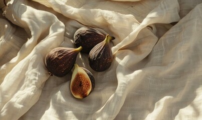 Wall Mural - Figs on a beige linen cloth