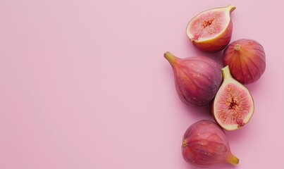 Wall Mural - Figs on a light pink background