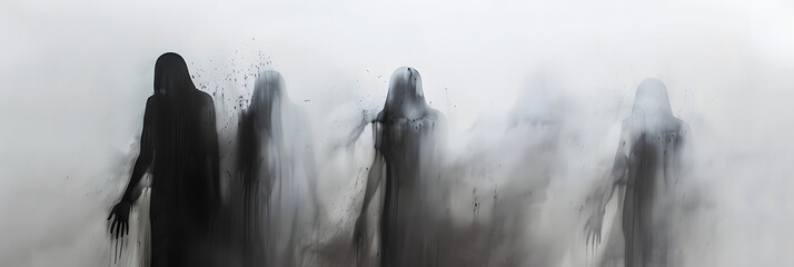 Wall Mural -  dark spirits caught on camera with a white background