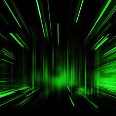 Wall Mural - Green Energy Vortex: Abstract streaks of vibrant green light converge and burst, creating a dynamic and futuristic portal or energy field. 