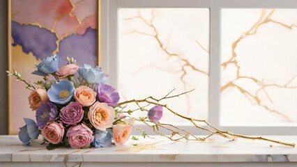 Frame of wedding bouquet 