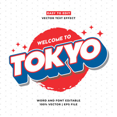 Leinwandbilder - Retro Tokyo Japan 3D vector cartoon style editable text effect. Vector logo icon