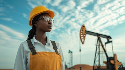 Professional Black Engineer Overseeing Oil Equipment