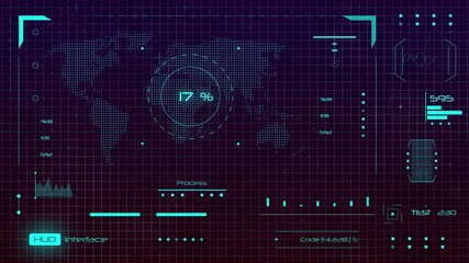 Futuristic digital hud interface map scanning hi tech 4k motion 