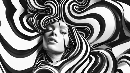 Poster - Design a surreal visual of hair transforming into intricate, swirling patterns and shapes
