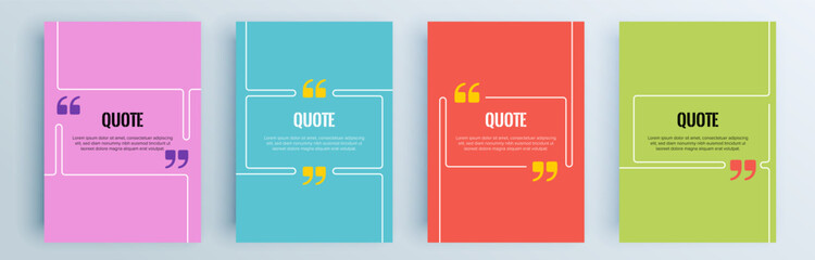 Fototapete - Quote frames blank templates set. Text in brackets, citation empty speech bubbles, quote bubbles. Textbox isolated on color background. Vector illustration.