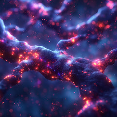 Wall Mural - a glowing purple and blue space with a glowing purple and blue line