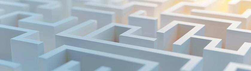 A simple 3D rendering of a maze with a clear path highlighted, symbolizing effective problem-solving strategies, placed on a smooth, light-colored background