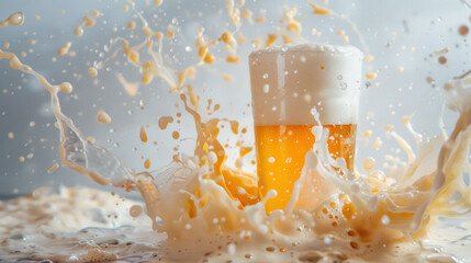Poster - Vibrant Beer Splash with Fluffy Foam in Studio Isolation