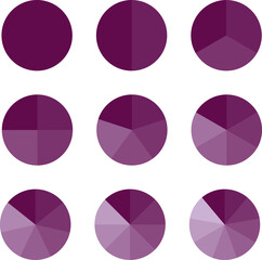 Fototapete - Circles divided diagram 3, 10, 7, graph icon pie shape section chart. Segment circle round vector 6, 9 devise infographic.