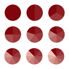 Fototapete - Circles divided diagram 3, 10, 7, graph icon pie shape section chart. Segment circle round vector 6, 9 devise infographic.