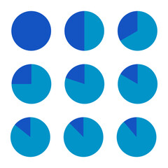 Fototapete - Circles divided diagram 3, 10, 7, graph icon pie shape section chart. Segment circle round vector 6, 9 devise infographic.