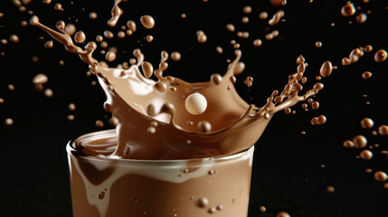 Poster - Fresh Coffee Splash with Milk on Studio Background