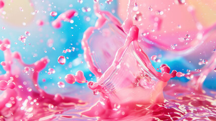 Poster - Colorful Liquid Candy Splash Creating Abstract Shapes on Studio Background
