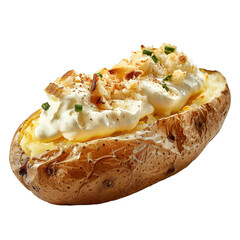 a Baked potato filled with sour cream, on isolated transparent background