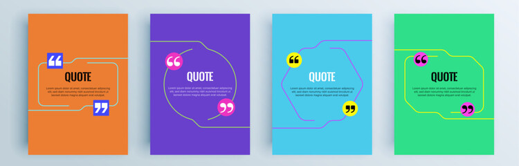 Fototapete - Quote frames blank templates set. Text in brackets, citation empty speech bubbles, quote bubbles. Textbox isolated on color background. Vector illustration.