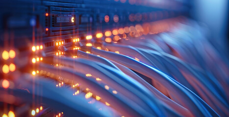 Leinwandbilder - Cable, line, IT solutions, realistic, Company network solutions. Generative AI.